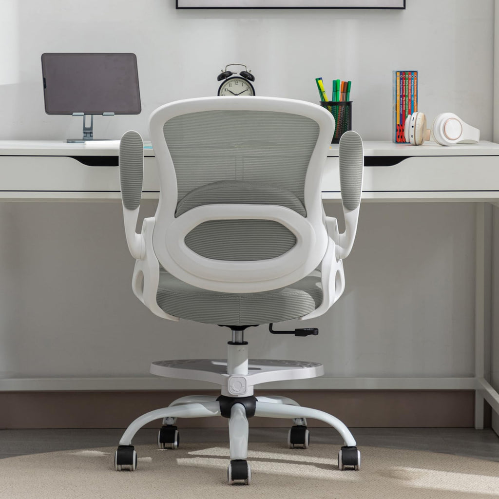 Kids Desk Chair,Ergonomic Study Chair with Adjustable Height,Swivel Mesh Desk Chair with Wheels,Home Office Chair for Children in Home Bedroom Grey