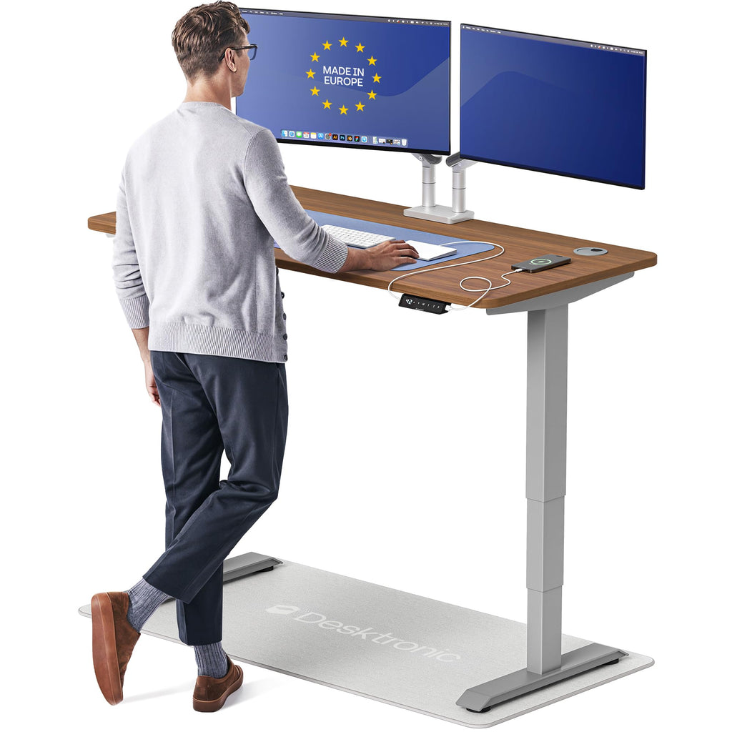 HomePro Standing Desk 54x28 — Made in Europe, Ergonomic Sit Stand Home Office Desk, Electric Height Adjustable, Dual Motor, USB & USB-C Charging, Wobble-Free, Touchscreen, 3 Memory Presets