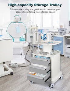 Mobile Trolley Cart for Portable Ultrasound Imaging Scanner Vehicle Trolley Beauty Storage Cart 115 LBS Load with 3 Drawers 4 Wheels for Hospital Office Bedroom Clinic