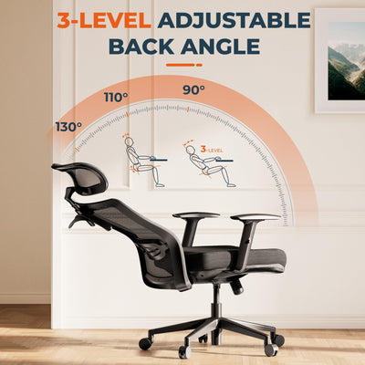 Ergonomic Office Chair High Back Computer Chair Home Office Desk Chairs with Lumbar Support/Heavy Duty Base/Headrest/Lockable Back, Comfortable Foam Seat Cushion, ErgoChair Pro, Black