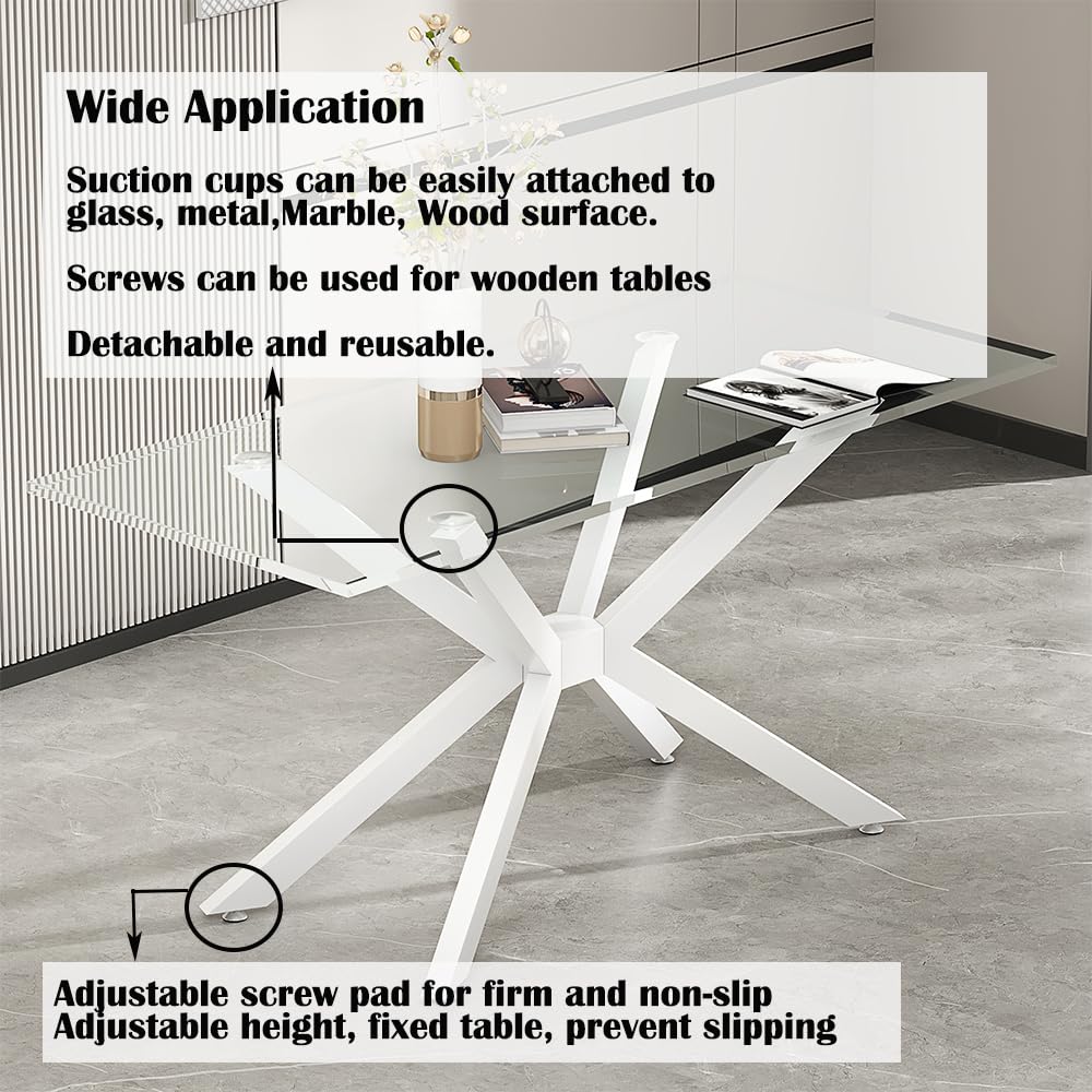 Modern Table Base 29" Metal Dining Table Legs with Suction Cups, Desk Base for Marble,Glass,Wood Top, Furniture Legs for Coffee Table, Home,Kitchen, Office (White)