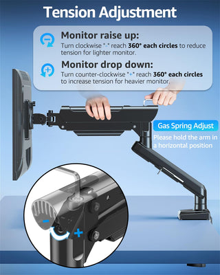 Single Monitor Mount for 32 27 24 22 inch Screen, Monitor Arm Holds 4.4-22 lbs, Monitor Desk Mount, Gaming & Home Office Use, VESA 75x75mm & 100x100mm, Freelift Pro Black