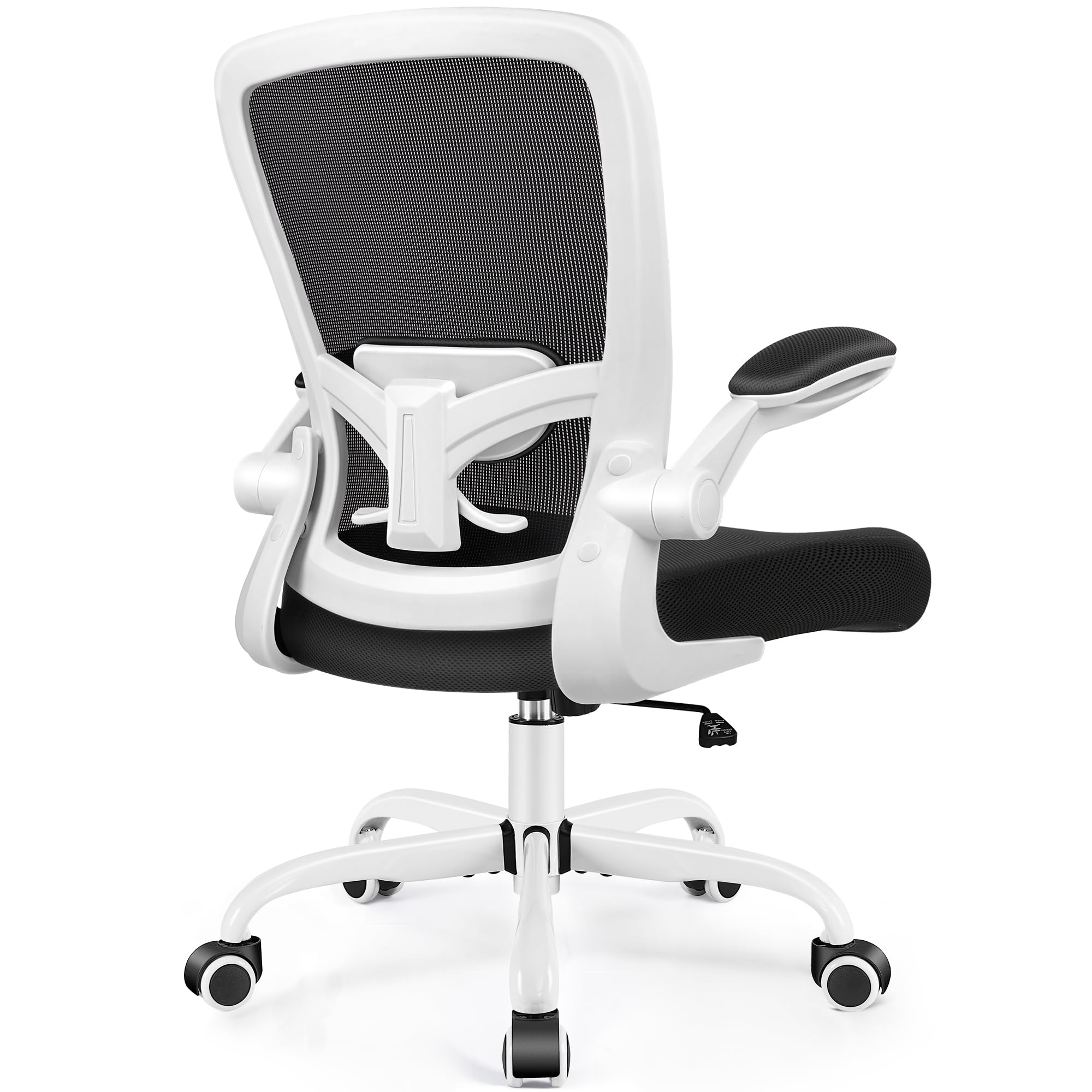 Office Chair, Ergonomic Desk Chair Breathable Mesh Chairs Adjustable High Back Lumbar Support Flip-up Armrests, Executive Rolling Swivel Comfy Computer Chairs Home Office White