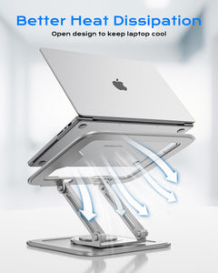 Adjustable Laptop Stand, Computer Stand with 360 Rotating Base, Ergonomic Laptop Riser Mount for Desk Foldable Protable Computer Desk Fits with MacBook Pro Air (10-16