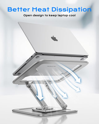 Adjustable Laptop Stand, Computer Stand with 360 Rotating Base, Ergonomic Laptop Riser Mount for Desk Foldable Protable Computer Desk Fits with MacBook Pro Air (10-16