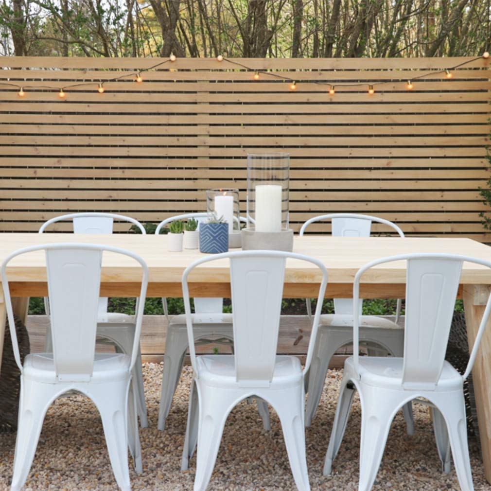 Set of 4 Metal Dining Chairs | Cream | Stackable Tolix Side Chairs with Backrest | Scratch-Resistant | Non-Slip Feet | Indoor/Outdoor Use | 330 lbs Capacity | Ideal for Kitchen & Restaurant