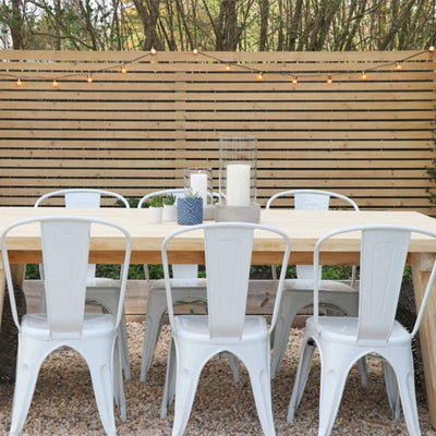Set of 4 Metal Dining Chairs | Cream | Stackable Tolix Side Chairs with Backrest | Scratch-Resistant | Non-Slip Feet | Indoor/Outdoor Use | 330 lbs Capacity | Ideal for Kitchen & Restaurant