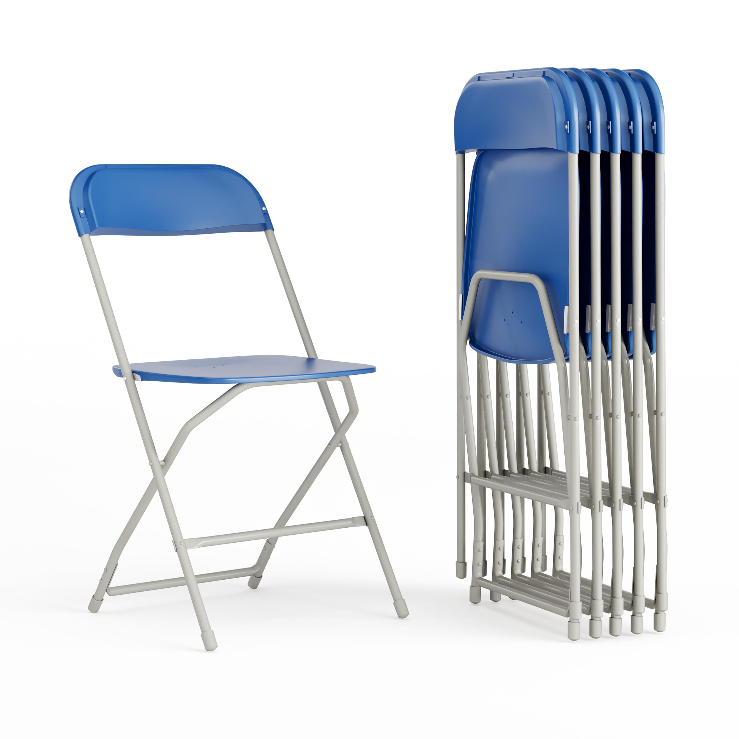 6 Pack Hercules Series Plastic Folding Chair - Blue -  650LB Weight Capacity Comfortable Event Chair-Lightweight Folding Chair
