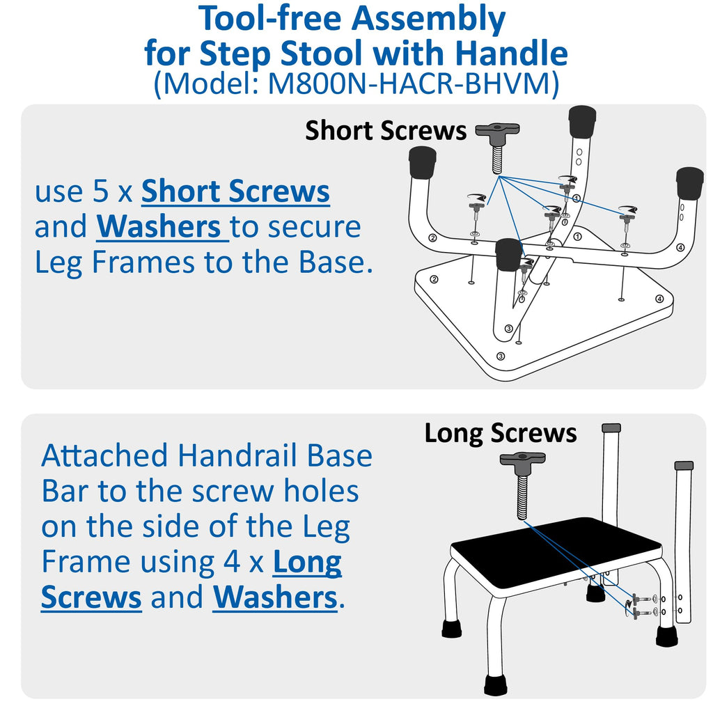 Medical Foot Step Stool with Handle and Anti Skid Rubber Platform, Lightweight and Sturdy Stool for Children, Adults and Seniors, Chrome