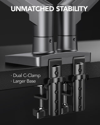 Dual Monitor Stand, Fully Adjustable Monitor Desk Mount for 13–32″ Computer Screens, Full Motion VESA 75x75/100x100 with C-Clamp & Grommet Base, Each Arm Holds 4.4 to 19.8 lbs -Grey