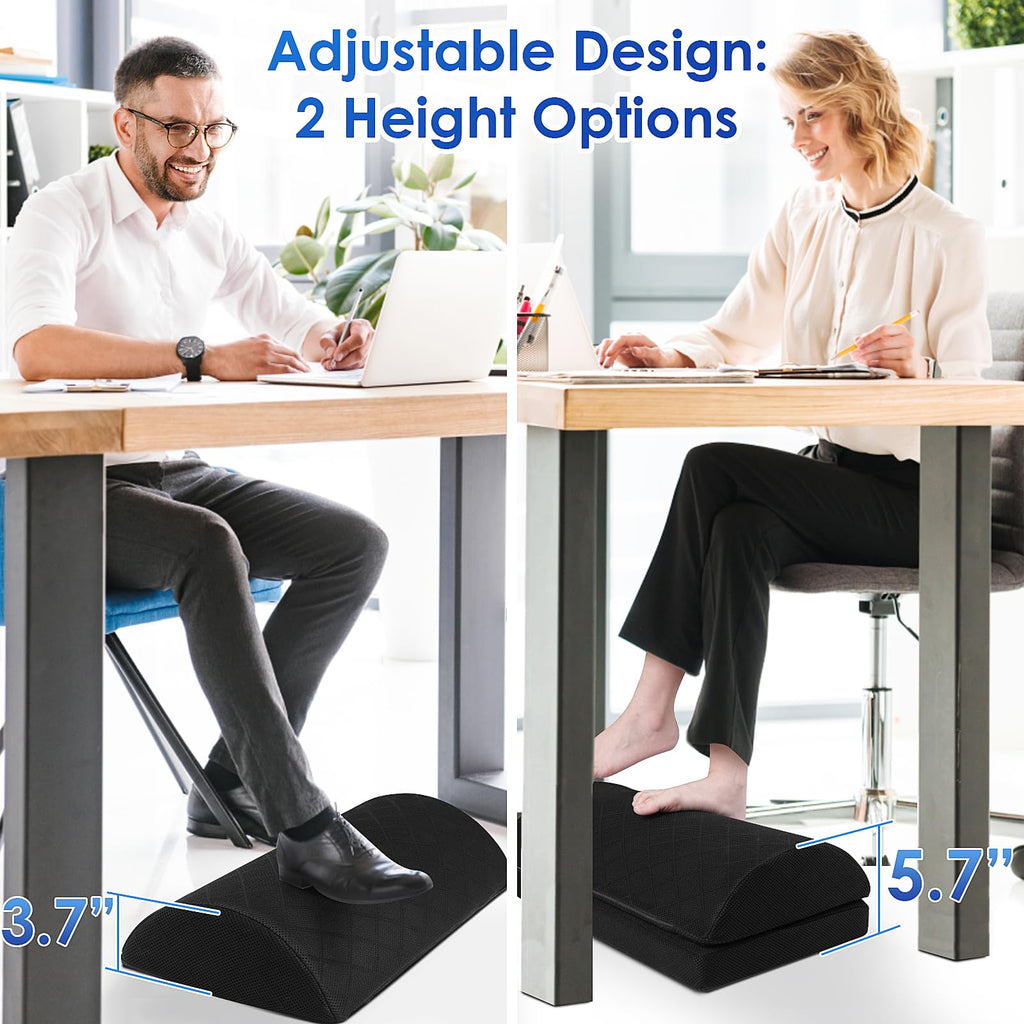 Foot Rest,Desk & Gaming Accessories,Foot Rest for Under Desk at Work,Comfortable Footrest with 2 Adjustable Heights & Removable Cover, Office Desk Accessories（Black-20 in）