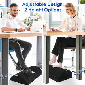Foot Rest,Desk & Gaming Accessories,Foot Rest for Under Desk at Work,Comfortable Footrest with 2 Adjustable Heights & Removable Cover, Office Desk Accessories（Black-20 in）