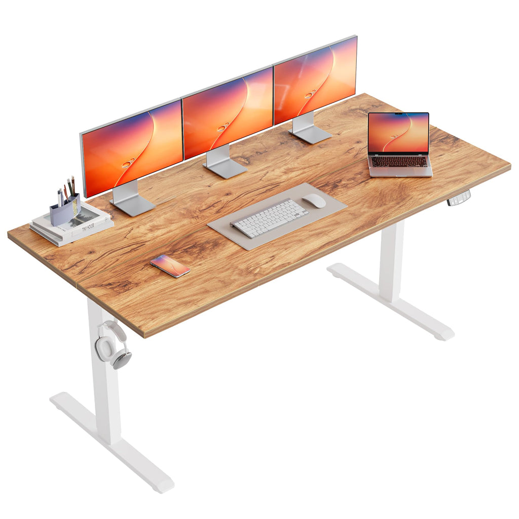 Electric Standing Desk, 63 x 24 Inches, Light Rustic Brown