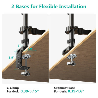 Triple Arm Laptop and Dual Monitor Desk Mount for 17