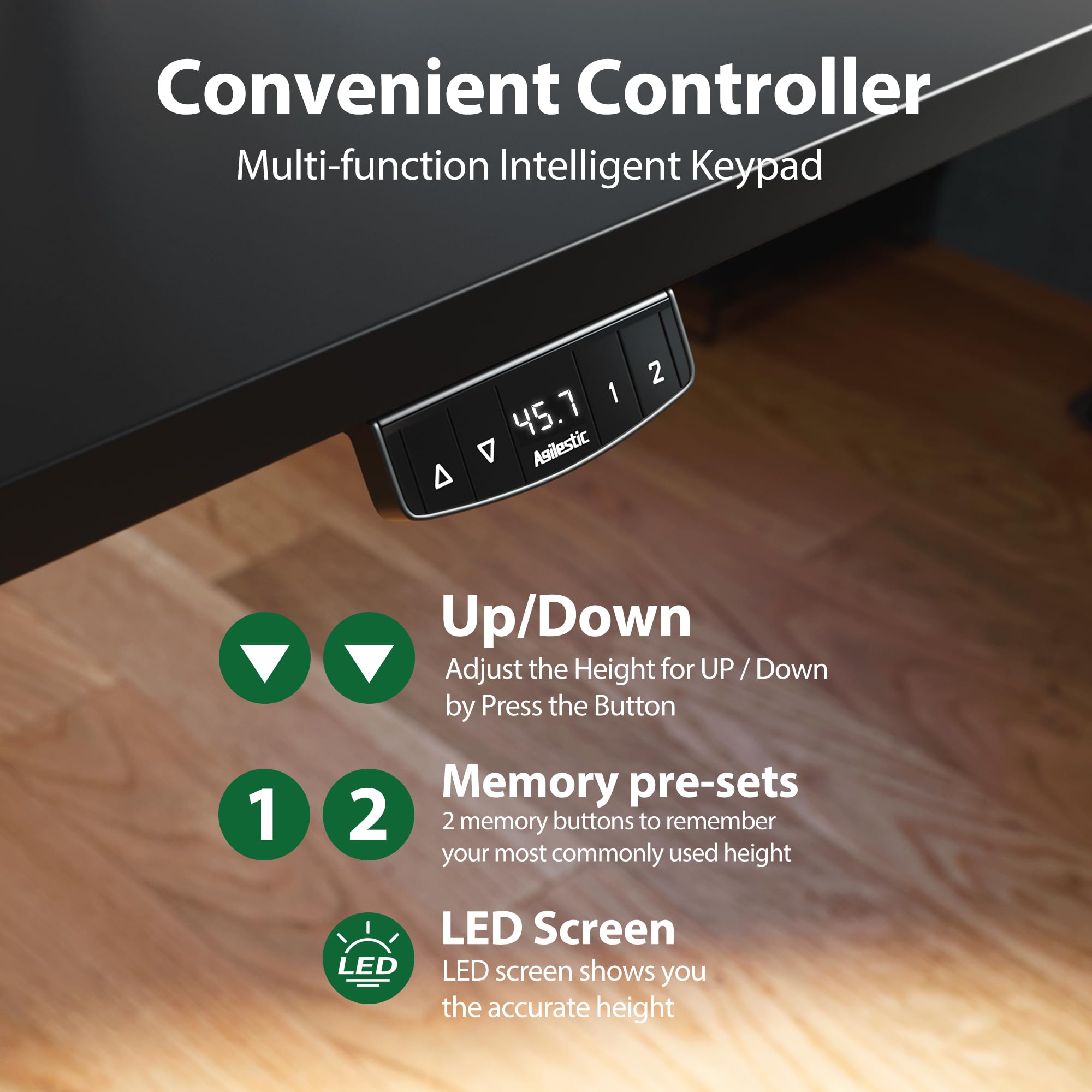 Electric Standing Desk, 71 x 31.5 Inches Height Adjustable Desk, Sit Stand up for Work Office Home, Ergonomic Rising Computer Table with Memory Preset, Black