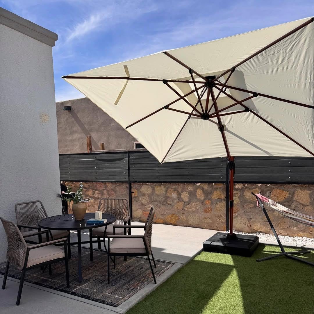9ft Patio Umbrella Outdoor Square Umbrellas Large Cantilever Umbrella Windproof Offset Umbrellas Heavy Duty Sun Umbrella for Garden Deck Pool Patio, Cream