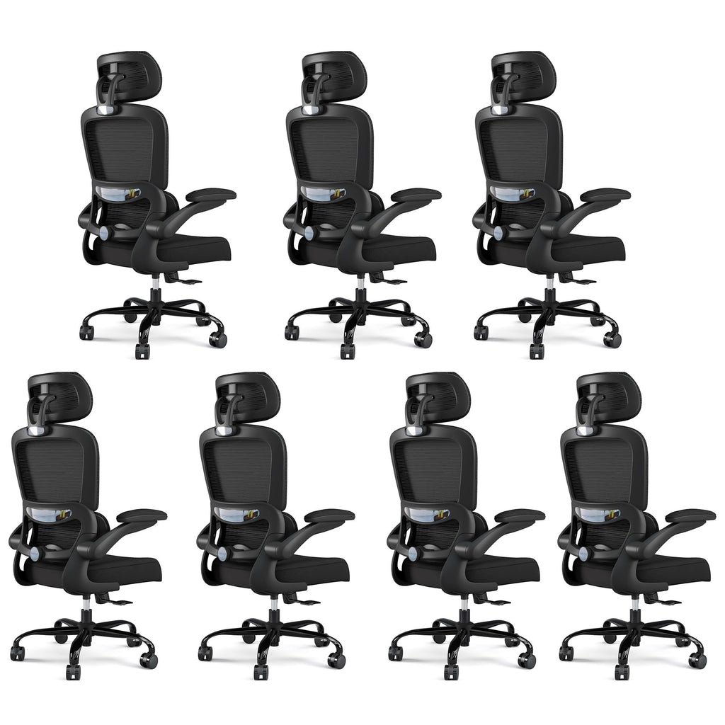 (Black Pack of 7) Office Chair Ergonomic Desk Chair, 330 LBS Home Mesh Office Desk Chairs with Wheels, Comfortable Gaming Chairs