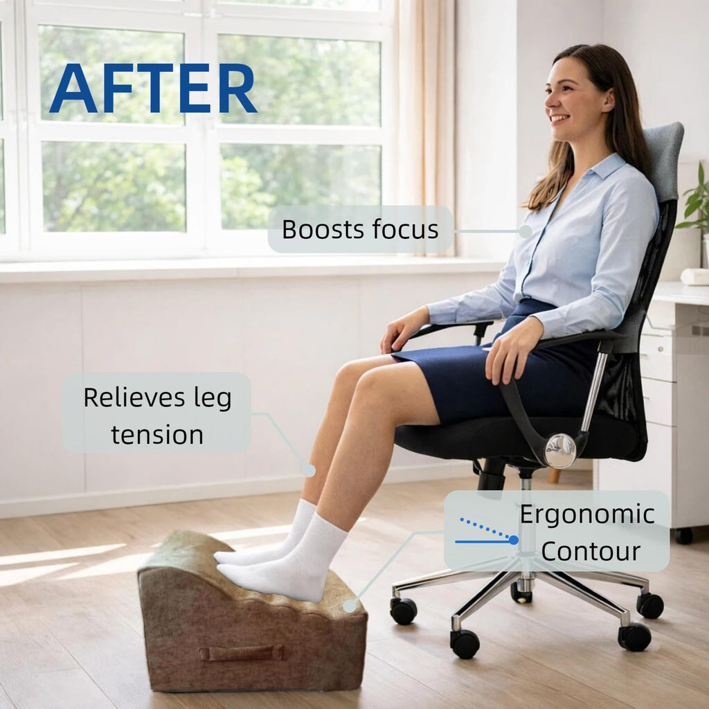 Foot Rest for Under Desk at Work, Non-Slip Office Foot Stool for Office Chair, Gaming Chair & Sofa, Leg Elevation Support for All-Day Comfort (Brown)