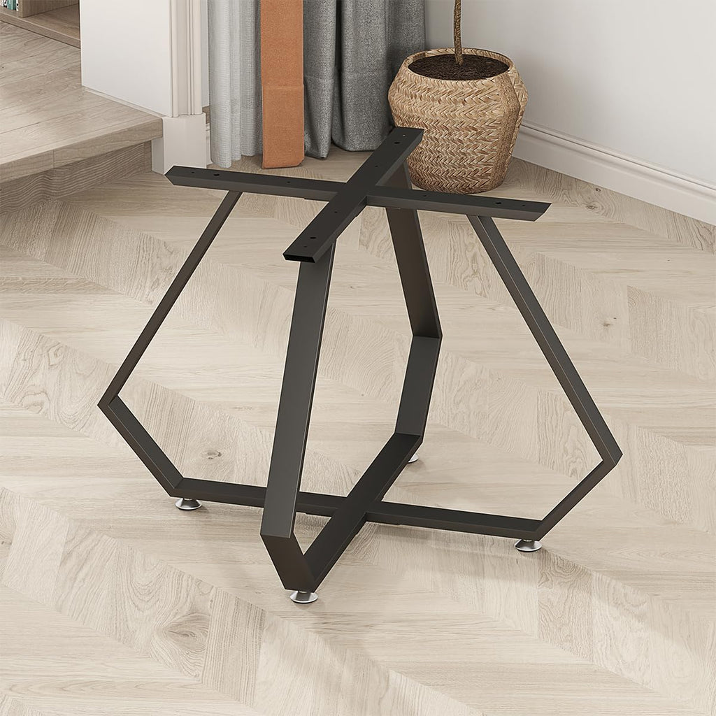 28 Inch Dinning Table Legs,Metal Diamond Shape Coffee Table Base with Suction Cups, Heavy Duty Desk Base for Marble,Glass,Wood Top,DIY Furniture Legs for Home,Kitchen (Black)