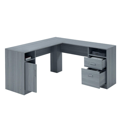 Functional L-Shaped Computer Desk with storage, L is ⁠59.5