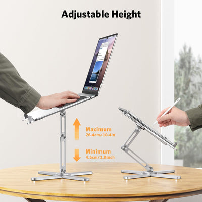 360° Rotating Laptop Stand Riser for Desk, Ergonomic Foldable Computer Stand Adjustable Height Angles for Collaborative Work, Easy Storage Fit Macbooks,All Laptops up to 16 inches, Silver