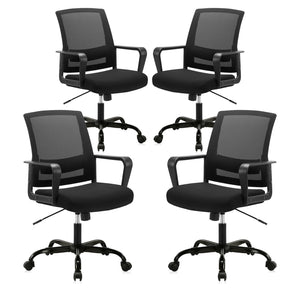 Ergonomic Rolling Mesh Desk Chair with Executive Lumbar Support and Adjustable Swivel Design for Home Office Computer Black 4 Pack
