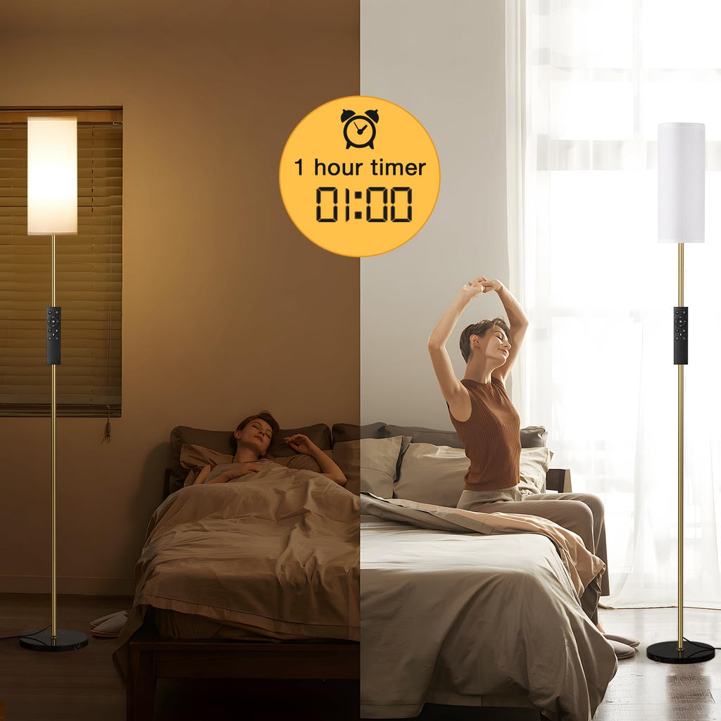 64'' Floor Lamps for Living Room with Remote Control and Stepless Dimmable Colors Temperature & Brightness, Gold Standing Lamp with Black Marble Base