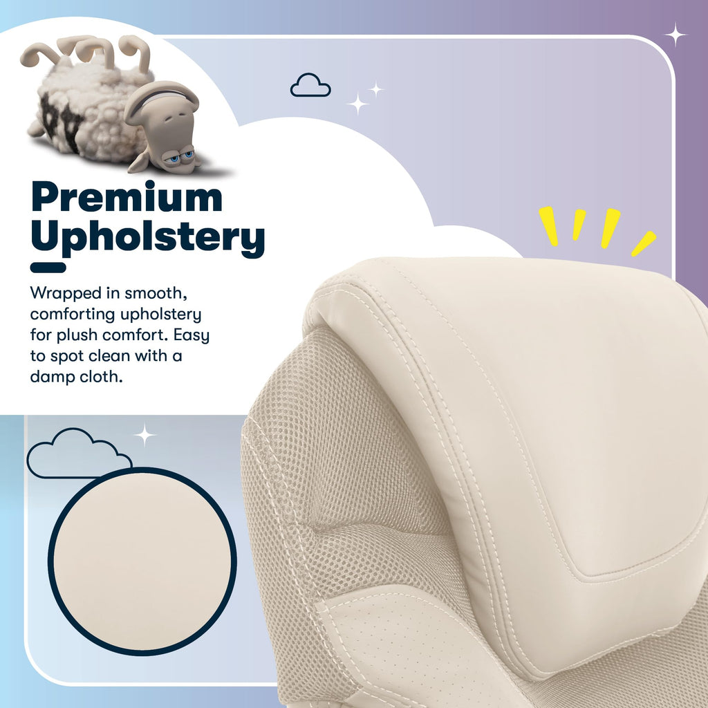 Executive Office Chair - Ergonomic Computer DeskChair with Lumbar Technology - Adjustable Height - Memory Foam Body Pillows - 360° Swivel Rolling Base - Bonded Leather - Cream