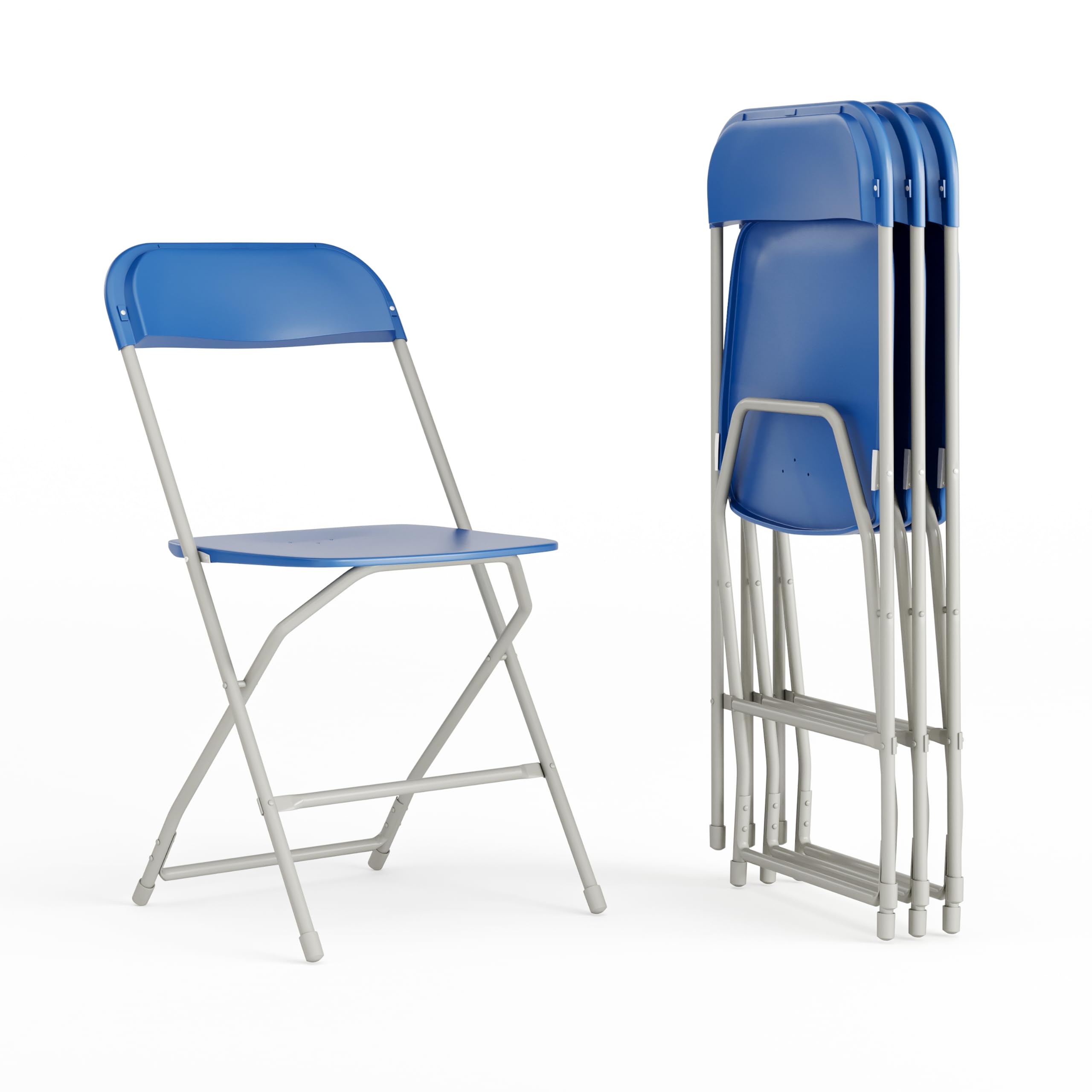 4 Pack Hercules Series Plastic Folding Chair - Blue -  650LB Weight Capacity Comfortable Event Chair-Lightweight Folding Chair