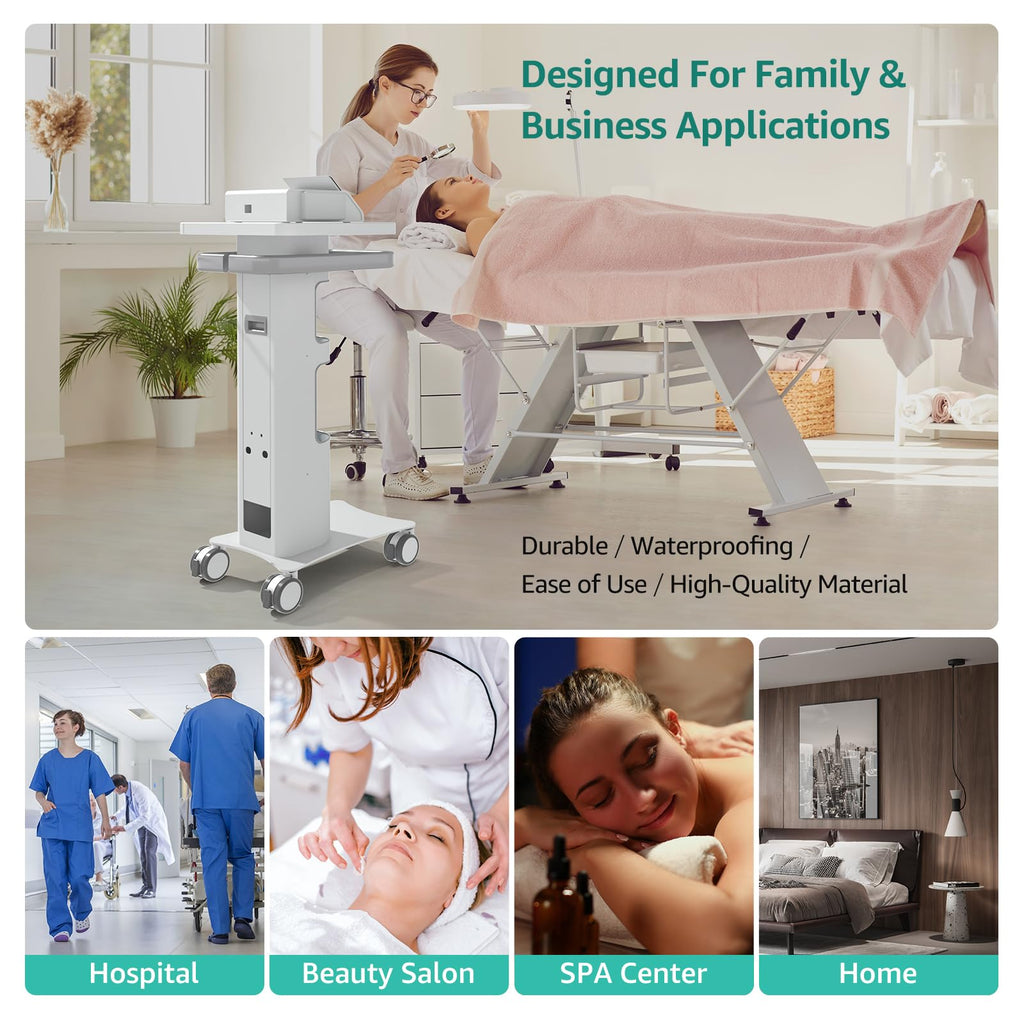Medical Trolley with Lockable Wheels-Ultrasound Imaging Scanner Cart,15.7 x 13 Inch Panel, Mobile Dental Cart for Clinics,