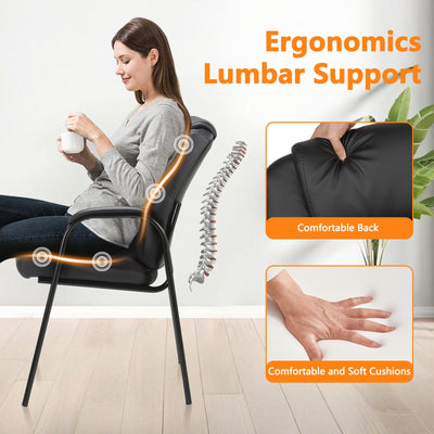 4 Pack, Leather Guest Chair with Padded Arm Rest for Reception Meeting Conference and Waiting Room Side Office Home Black