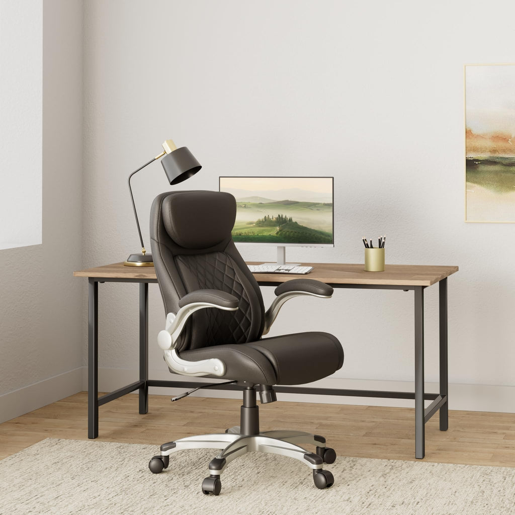 Ergonomic Office Chair Premium Microfiber Leather Adjustable Lumbar Support & Armrests, High Back Comfy Desk Gaming Chairs Executive Computer Swivel Chair Tilt Function(Posture,Black)