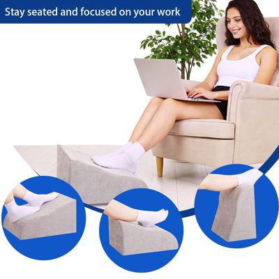 Foot Rest for Under Desk at Work, Ergonomic Under Desk Footrest with Washable Cover for Office, Home & Gaming Leg Elevation Pillow Light Gray