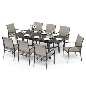 Extendable Patio Table and Chairs Set for 8, 9 Pieces Outdoor Dining Sets, 61