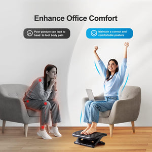 Foot Rest for Under Desk at Work, Adjustable Footrest with Massage Texture and Roller, Ergonomic Foot Stool with 3 Height Position, 30 Degree Tilt Angle Adjustment for Home, Office