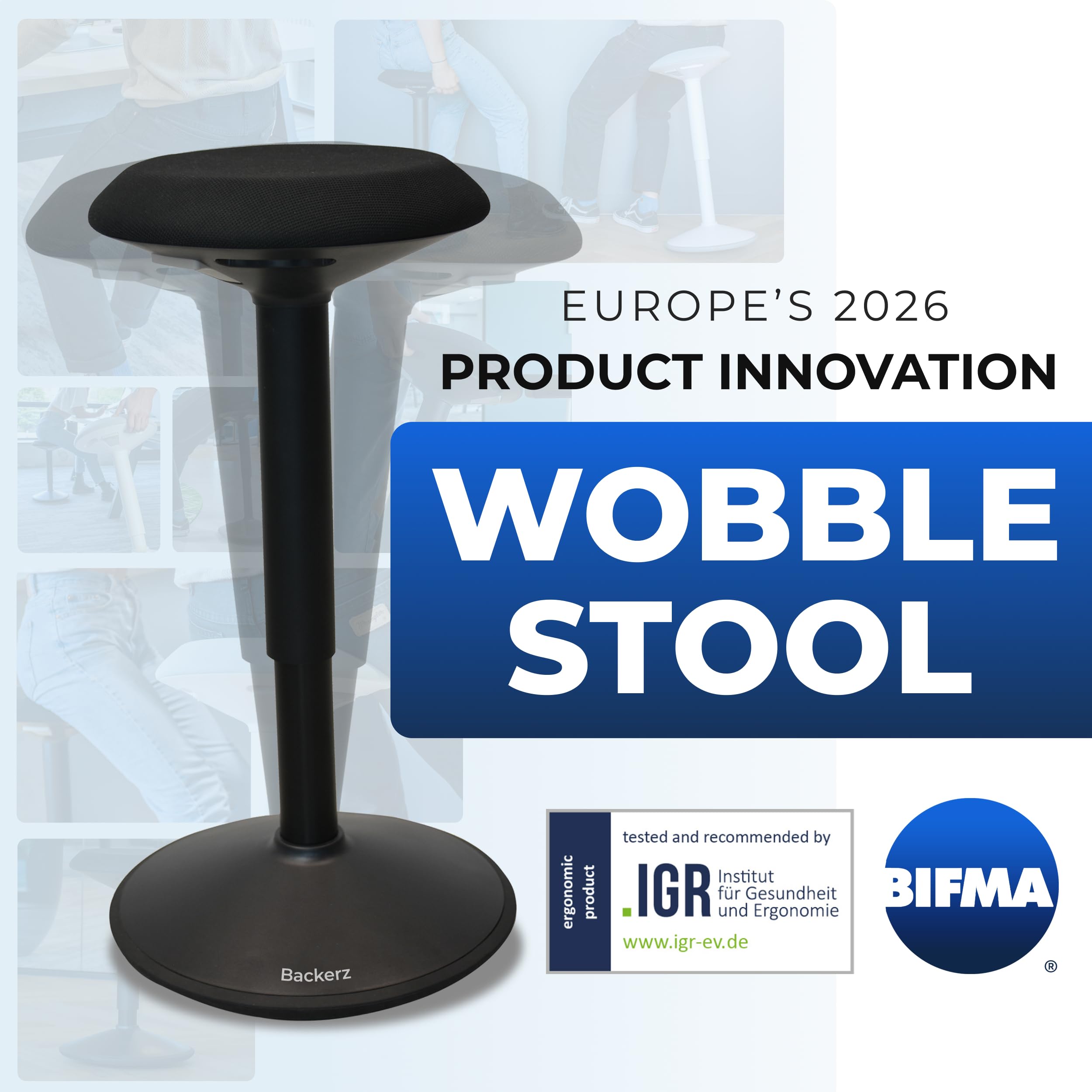 Standing Desk Stool Chair, Height Adjustable Stool 21-31 inch for Office and Classroom, Swivel Stool, Anti-Slip Bottom Ergonomic Wobble Stool with Rocking Motion, Black