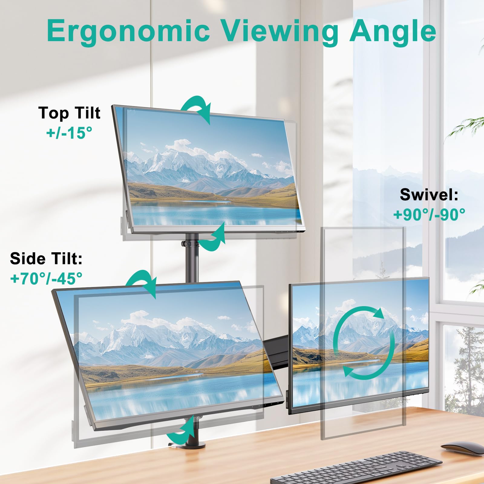 Triple Monitor Mount for 13-27 inch Screens, Taller 3 Monitor Desk Mount, up to 19.8lbs, 31.9 inch Height Max, Adjustable Triple Monitors Stand, VESA 75/100mm (GSDM003S), Black