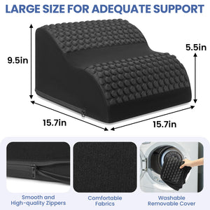 Foot Rest for Under Desk at Work, 3-Tier Foot Stool with Thick High-Density Foam and Massage Dots, Ergonomic Footrest with Washable Cover for Home and Office, Back, Legs & Hip Pain Relief (Black)