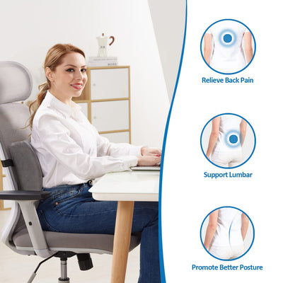 Lumbar Pillow, Memory Foam Office Chair Back Support Pillows Back Pain Relief Improve Posture, Lumbar Support Pillow for Car、Gaming Chair、 Home Chair, Double Adjustable Straps(Grey)