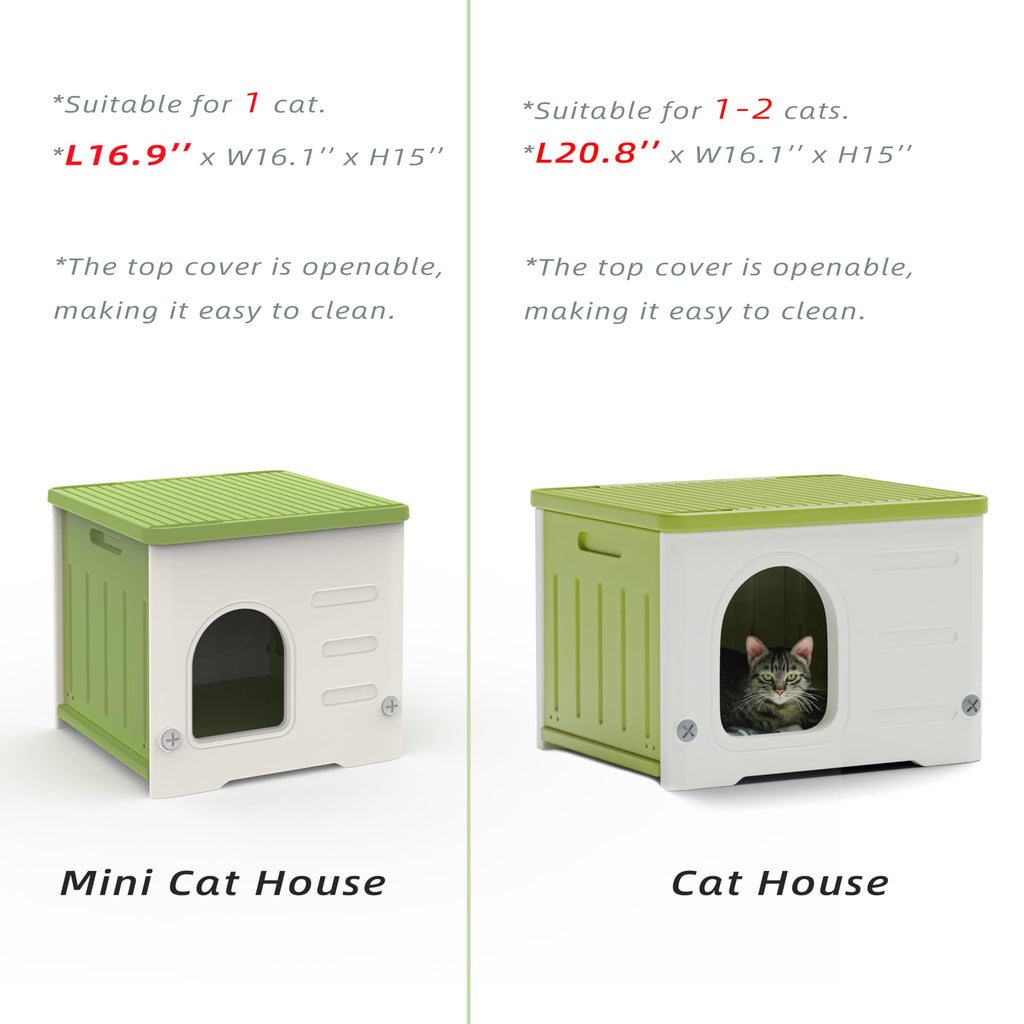 Stackable Cat House for Outdoor Indoor Use, Feral Cat Shelter Weatherproof Waterproof Elevated (Medium)