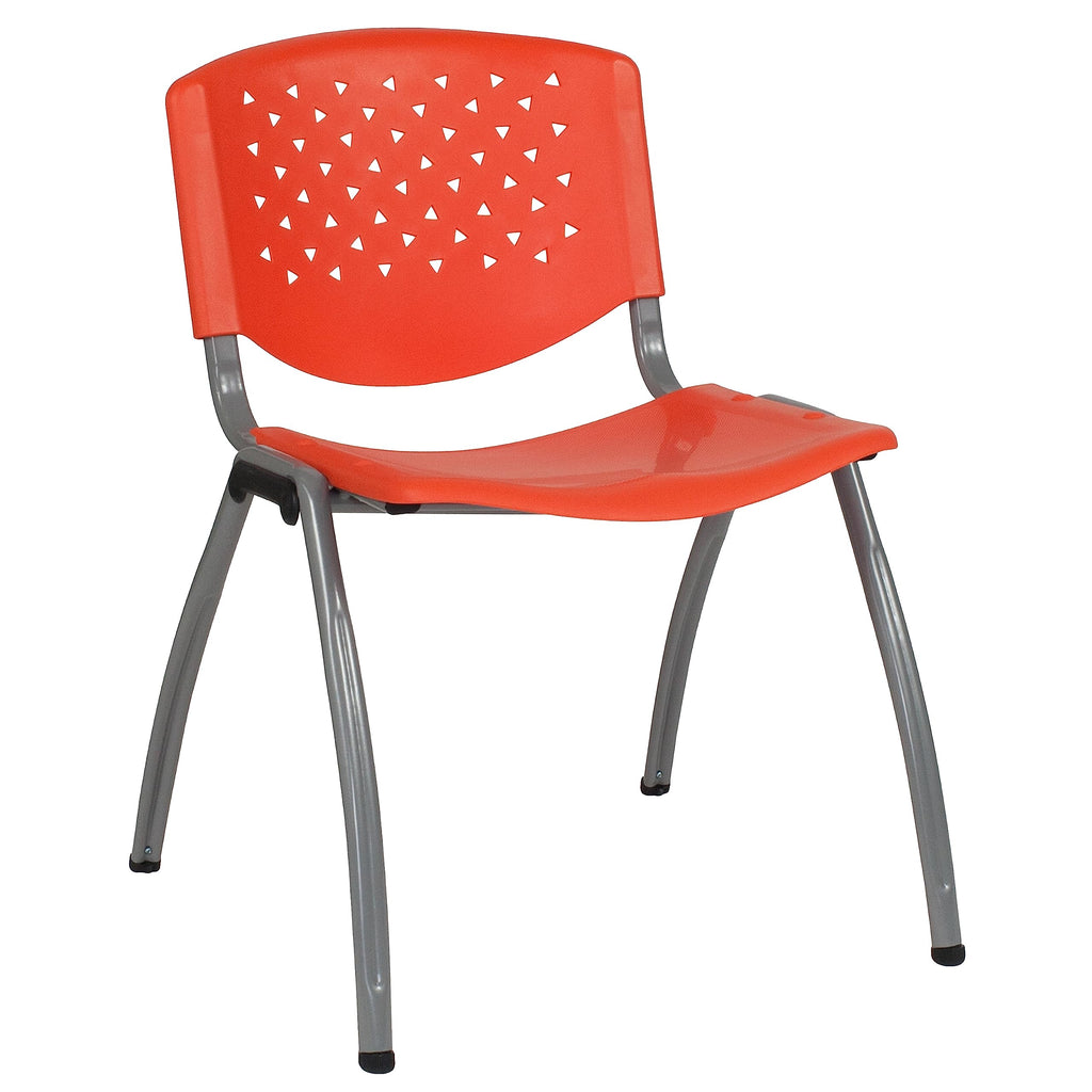 HERCULES -5 Pack 880 lb. Capacity Orange Plastic Stack Chair | Comfortable Seating with Durable Design