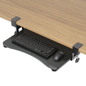 Small Keyboard Tray Under Desk Pull Out with C Clamp Mount, Computer Keyboard & Mouse Tray, 20 (24.2 Including Clamps) x 11.8 inch Slide-Out Platform Computer Drawer for Typing, Black, DSF1S