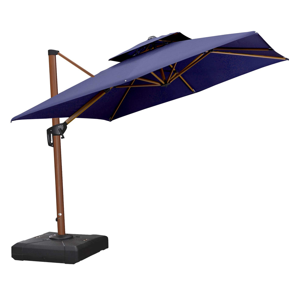 9ft Patio Umbrella Outdoor Square Umbrellas Large Cantilever Umbrella Windproof Offset Umbrellas Heavy Duty Sun Umbrella for Garden Deck Pool Patio, Navy Blue