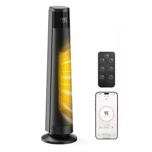 1500W Space Heaters for Indoor Use Large Room, WIFI Electric Heater with Voice Control, 5 Modes, ECO Thermostat, 12H Timer, Quiet & Safety PTC Ceramic Heater for Bedroom, Black, 1 Pack