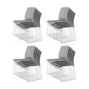 Stacking Chairs Set of 20 Stackable Office Chairs with Metal Sled Base, Ergonomic Plastic Seat, Stacking Chairs for Waiting Room Break Room Banquet Guest, Grey
