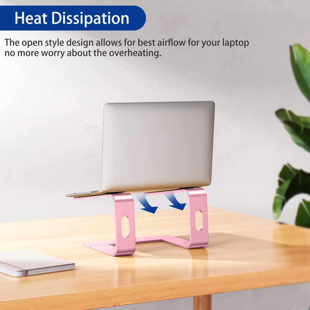 Aluminum Laptop Stand, Ergonomic Detachable Computer Stand, Notebook Riser, Laptop Mount Compatible with Air, Pro, Dell, HP, Lenovo More 10-15.6" Laptops, Pink