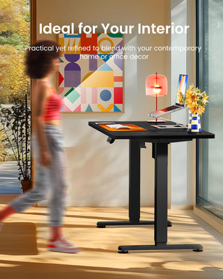 Height Adjustable Electric Standing Desk, 48 x 24 Inches Sit Stand up Desk, Memory Computer Home Office Desk, Carbon Fiber Black