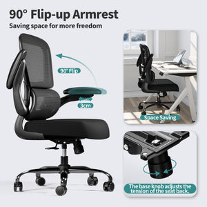 Black Pack of 8, Office Chair - Ergonomic Desk Chair with Adjustable Lumbar Support, Mesh Computer Chair, Executive Chairs for Home Office Comfortable Lumbar Support