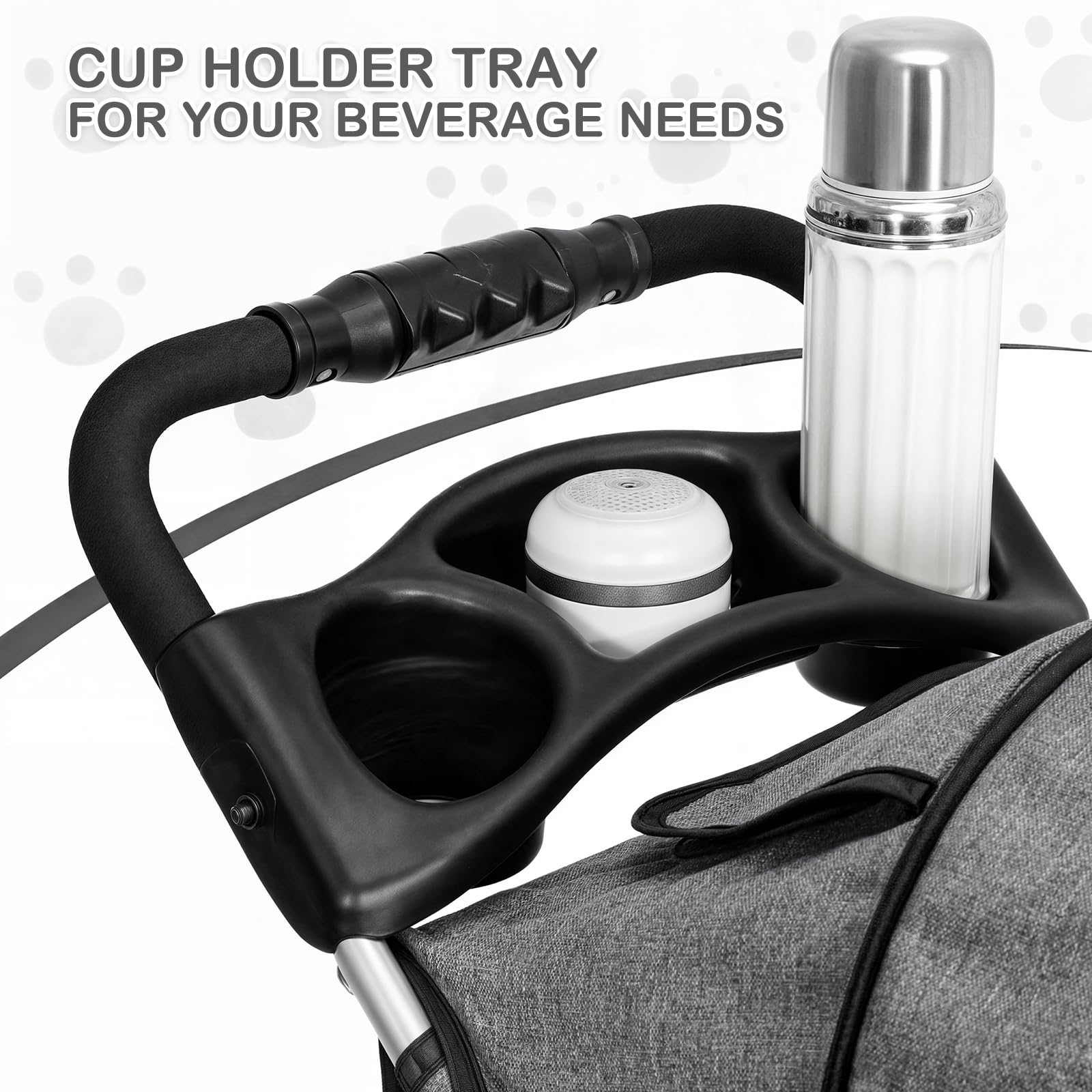 3 Wheels Pet Dog Cat Stroller for Small Medium Dogs and Cats, Lightweight Foldable Jogger Stroller w/Storage Basket and Cup Holder, Gray