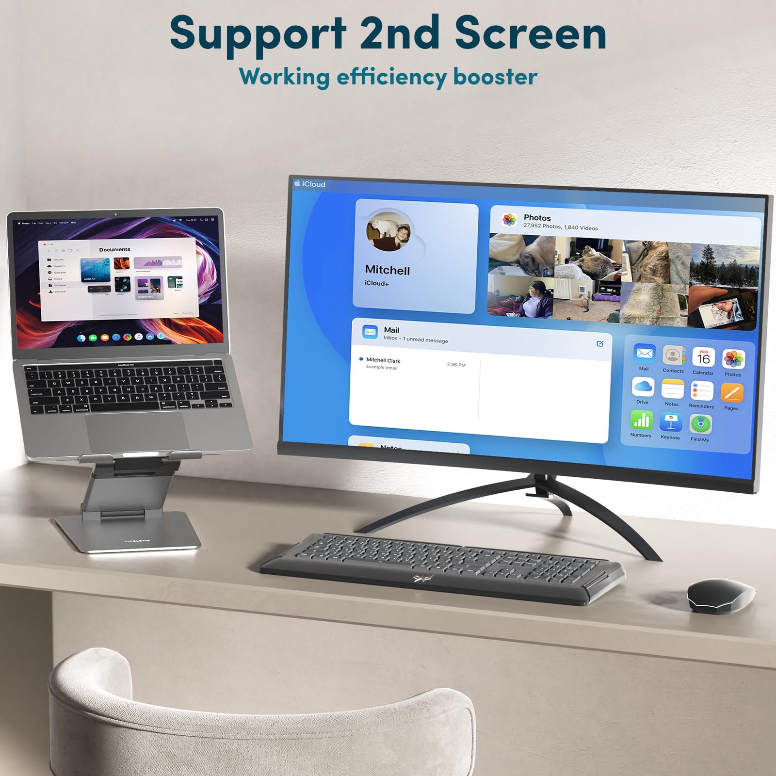 Ergonomic Adjustable Laptop Stand for Desk, Extra Tall 20” Height Aluminum Laptop Riser, Portable Foldable Computer Stand, Fits 10-17” Laptops for Office Meetings, Teamwork & Desk Setup